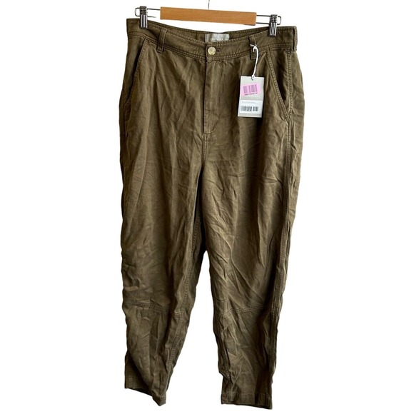 Everlane The Organic Beech Green Straight Leg Pants Women's NWT Size 10 - Picture 2 of 8